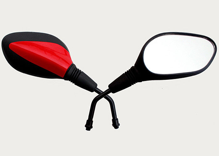 Triangle Shaped Lady Motorcycle Rear View Mirrors Red And Black Color 14.4cm x 8cm Glass