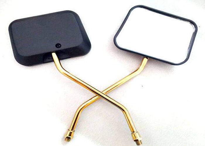Gold Plated Motorcycle Rear View Mirrors Square Shape For Steet Motorbikes